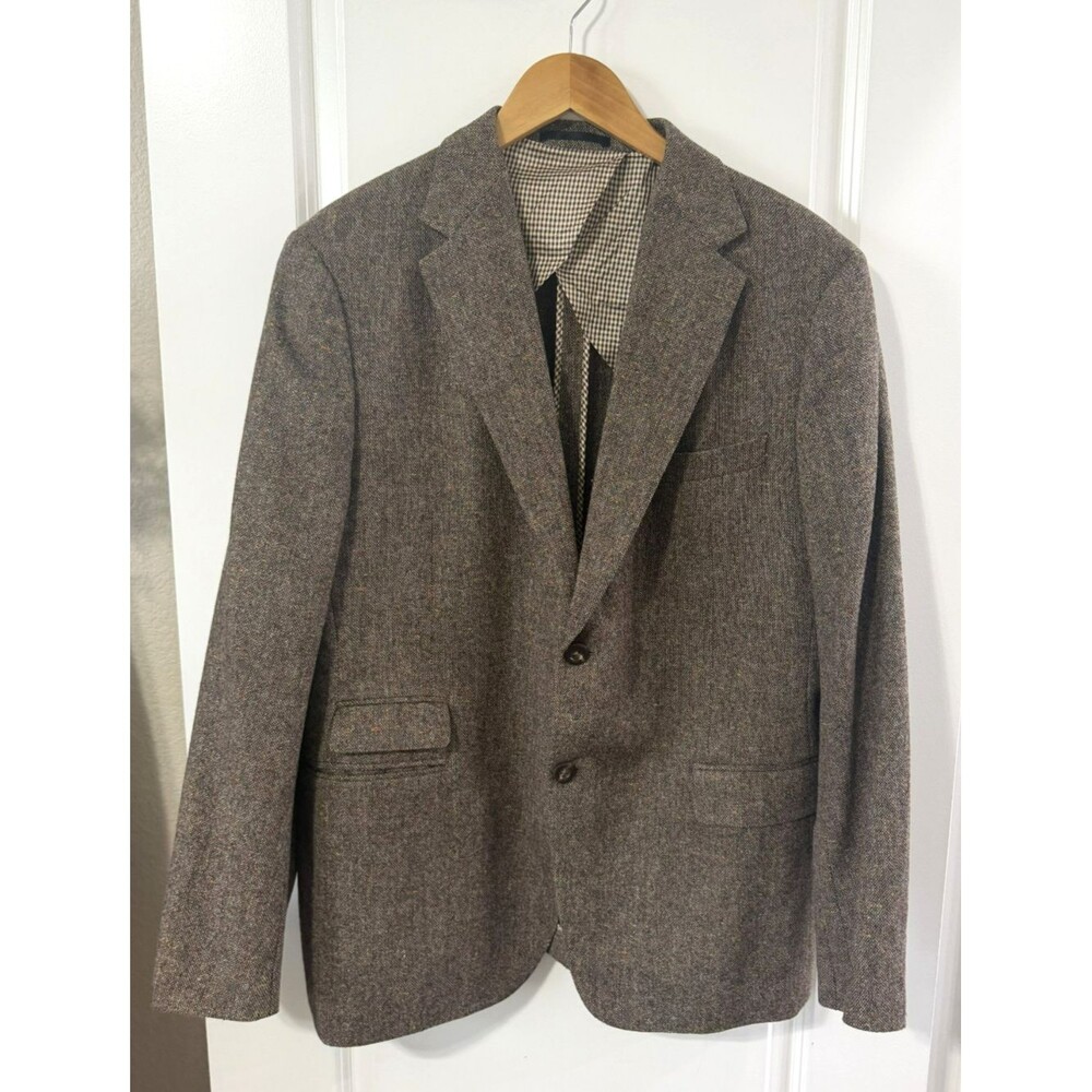 Holland and Sherry Savile Row London Sport Coat Tweed Brown Wool *no tag